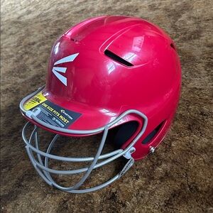 Easton Red Batting Helmet with Silver Face Guard
